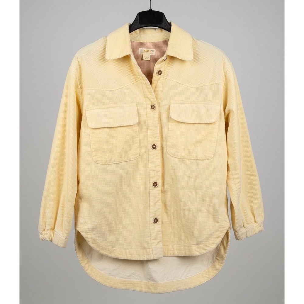 Maeve Anthropologie Cream Yellow Corduroy Shacket Button Down Oversize Jacket XS - Picture 2 of 8